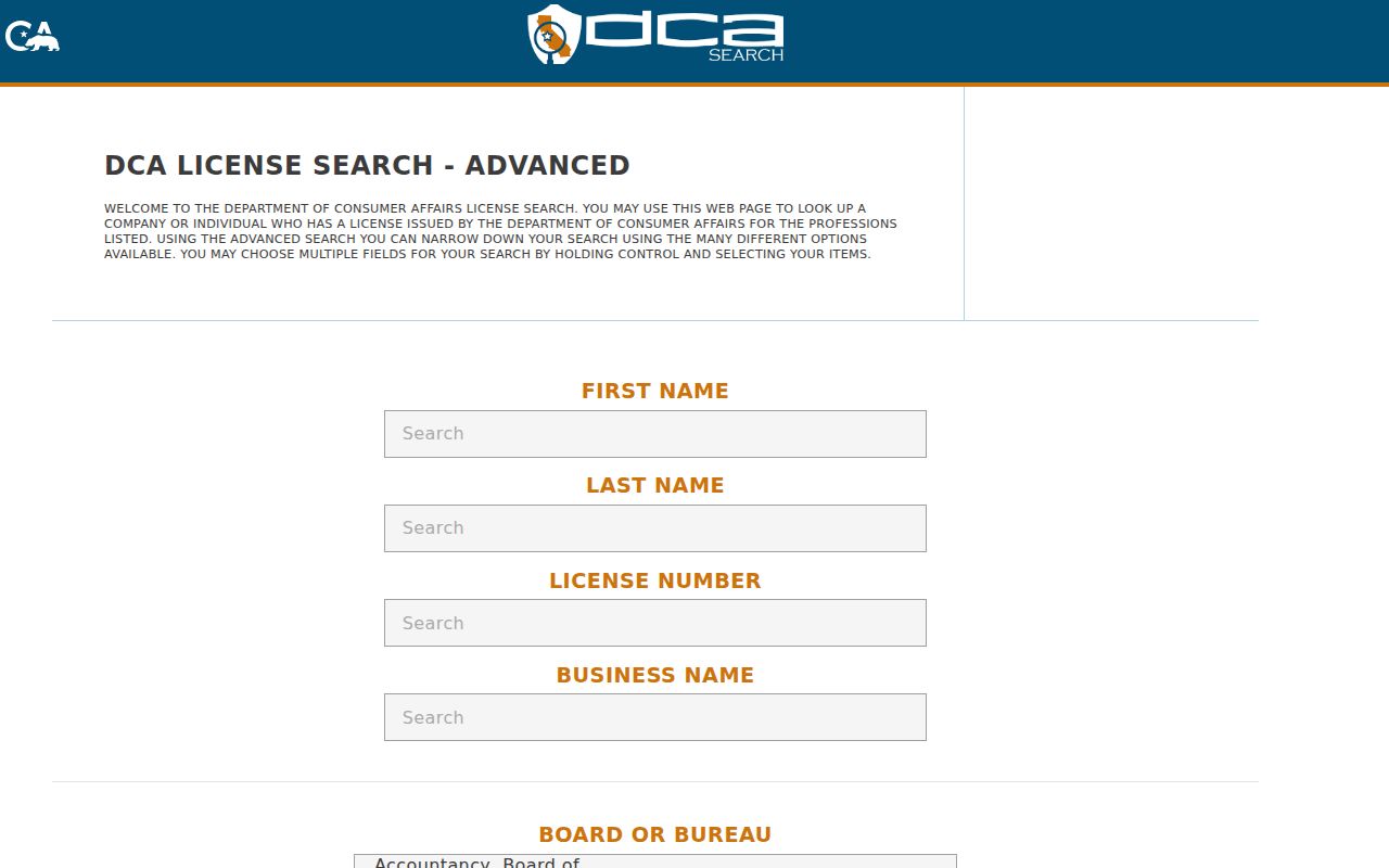 Coronado people directories DCA license search
