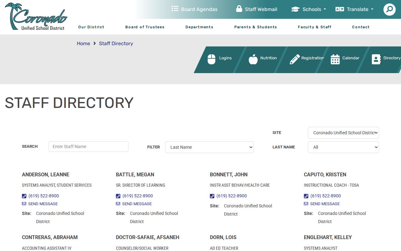 Coronado people directories school staff directory