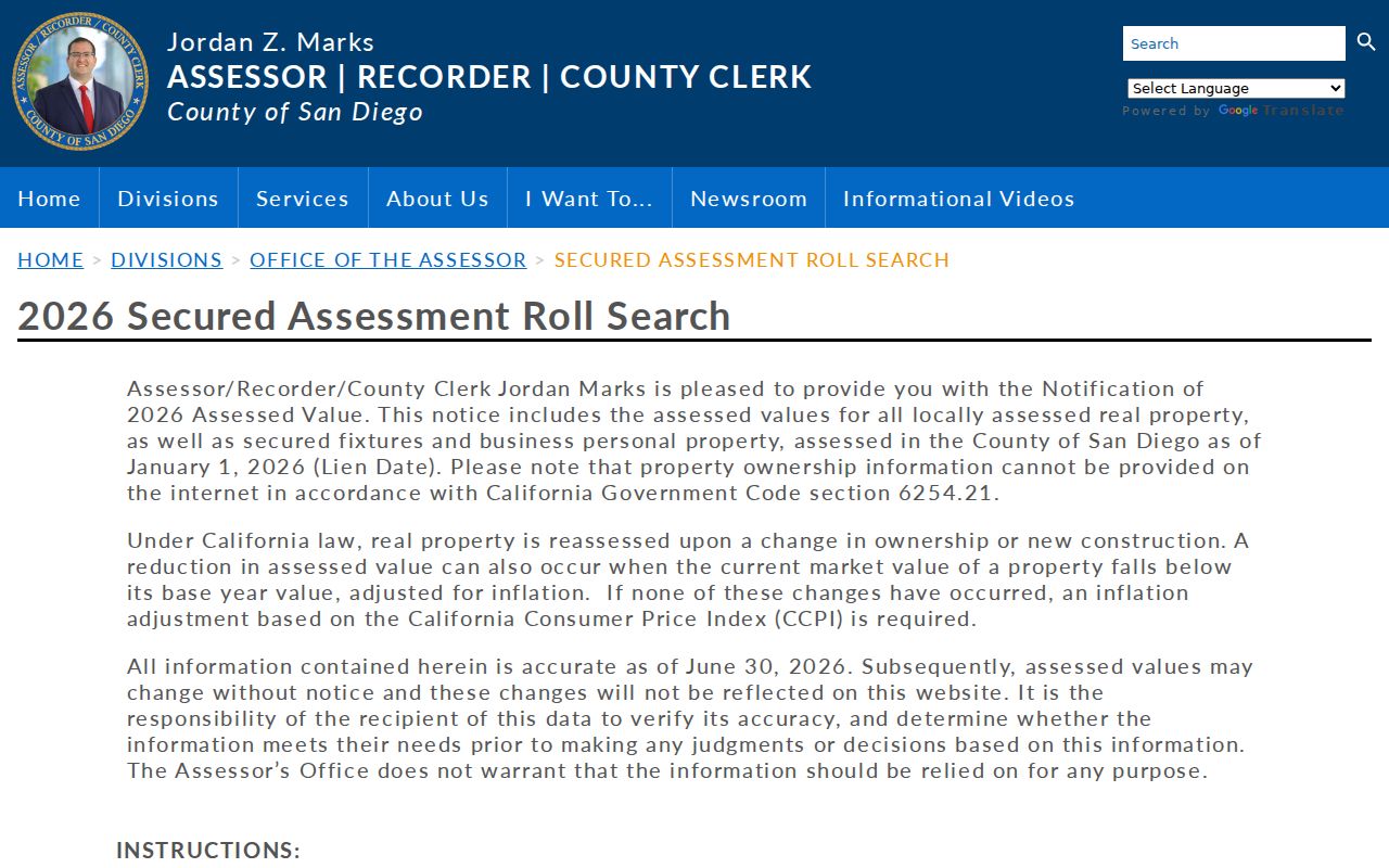 Coronado public records secured assessment roll search for property records